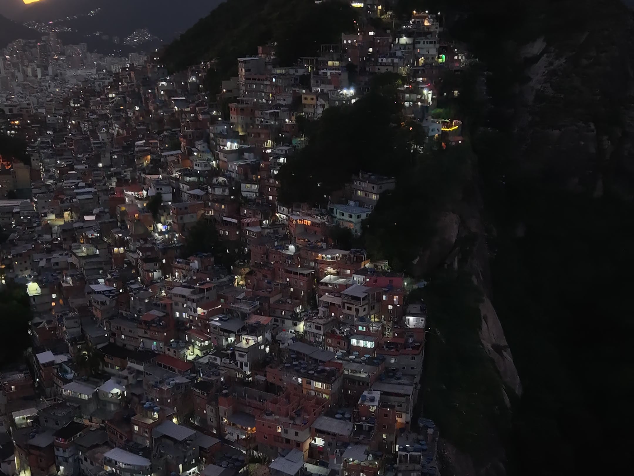 Pavão-Pavãozinho–Cantagalo hillside community at night in Rio de Janeiro
