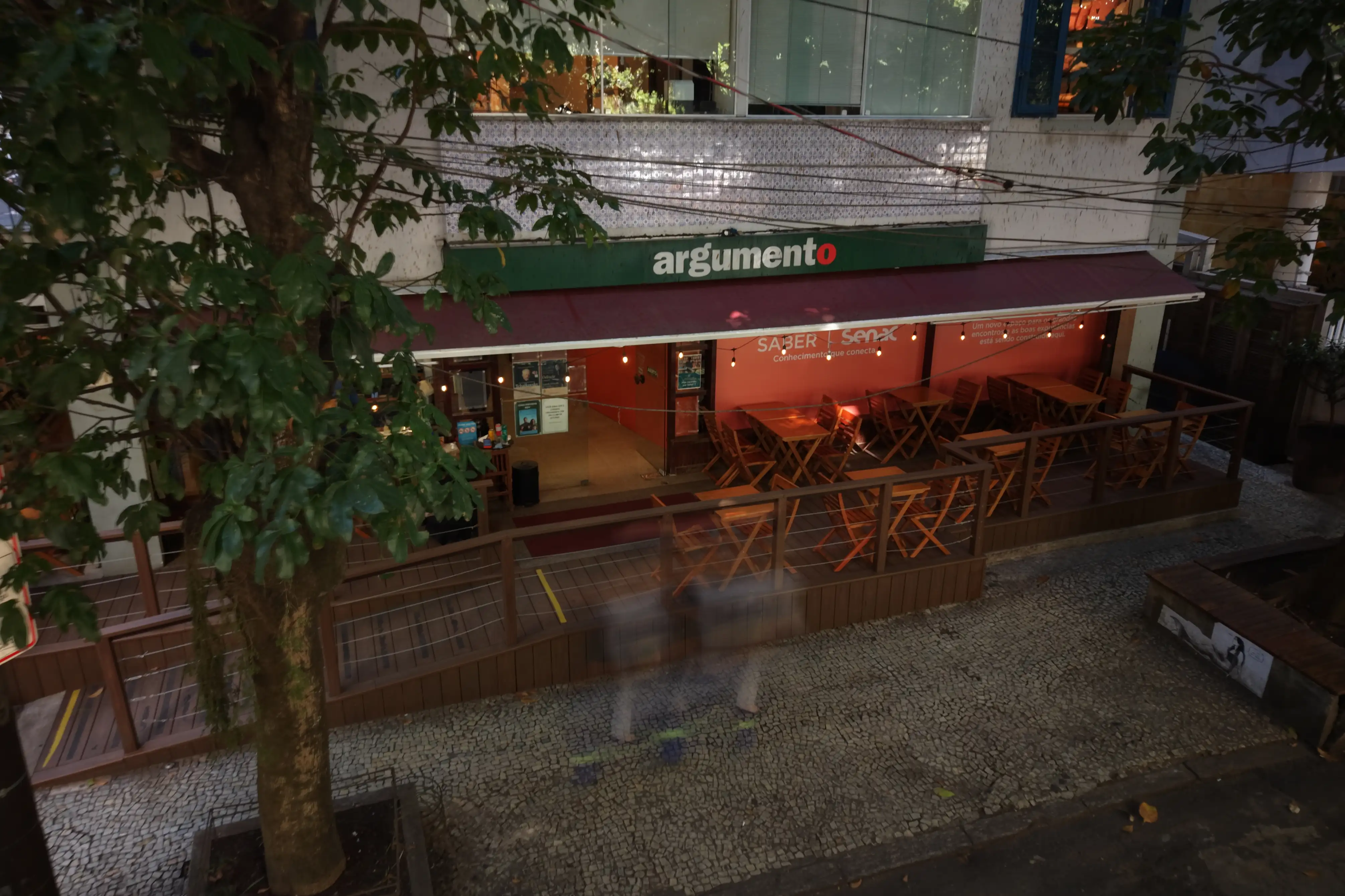 Elevated view of Livraria Argumento bookstore in Leblon, Rio de Janeiro