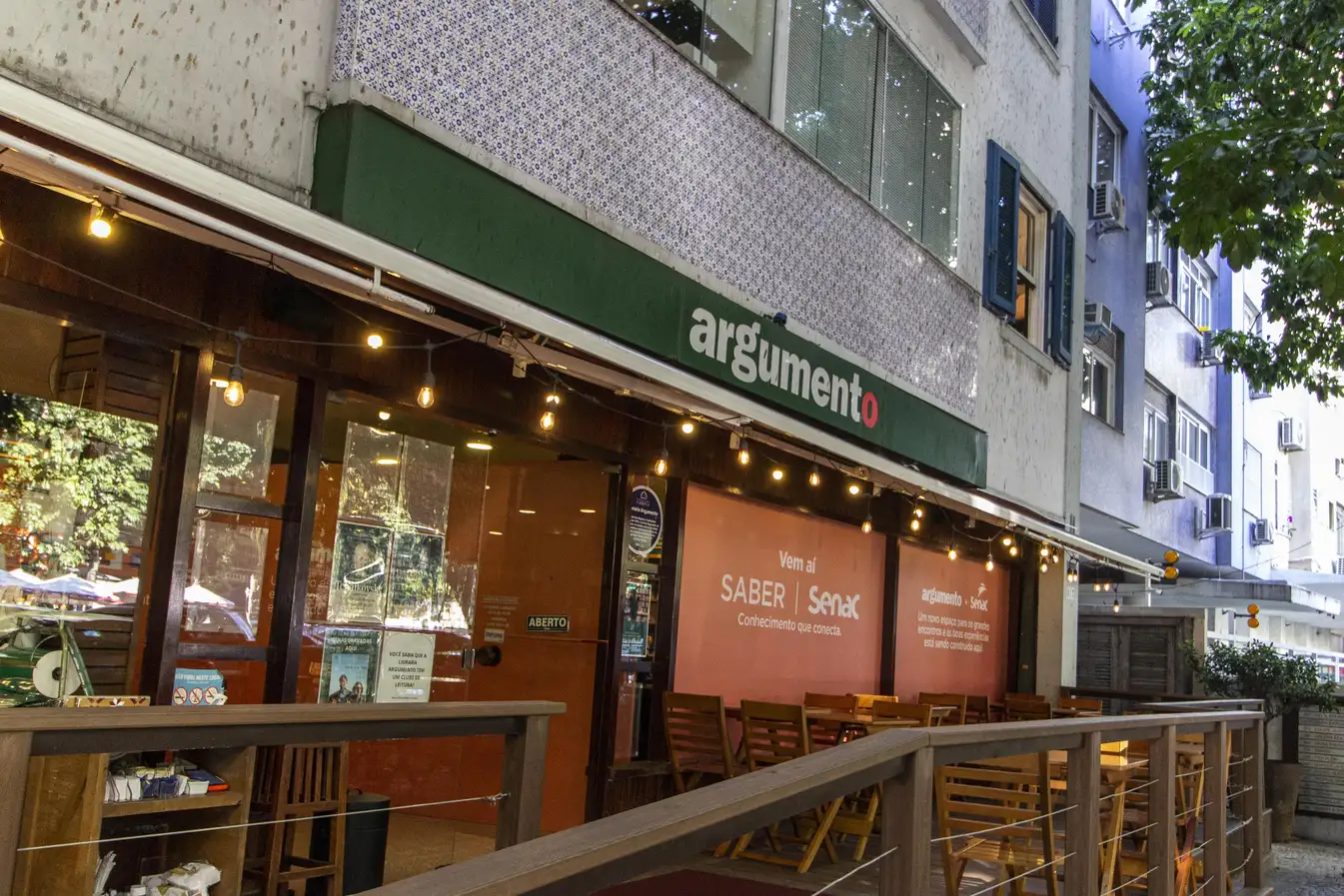 Entrance of Livraria Argumento bookstore in Leblon, Rio de Janeiro