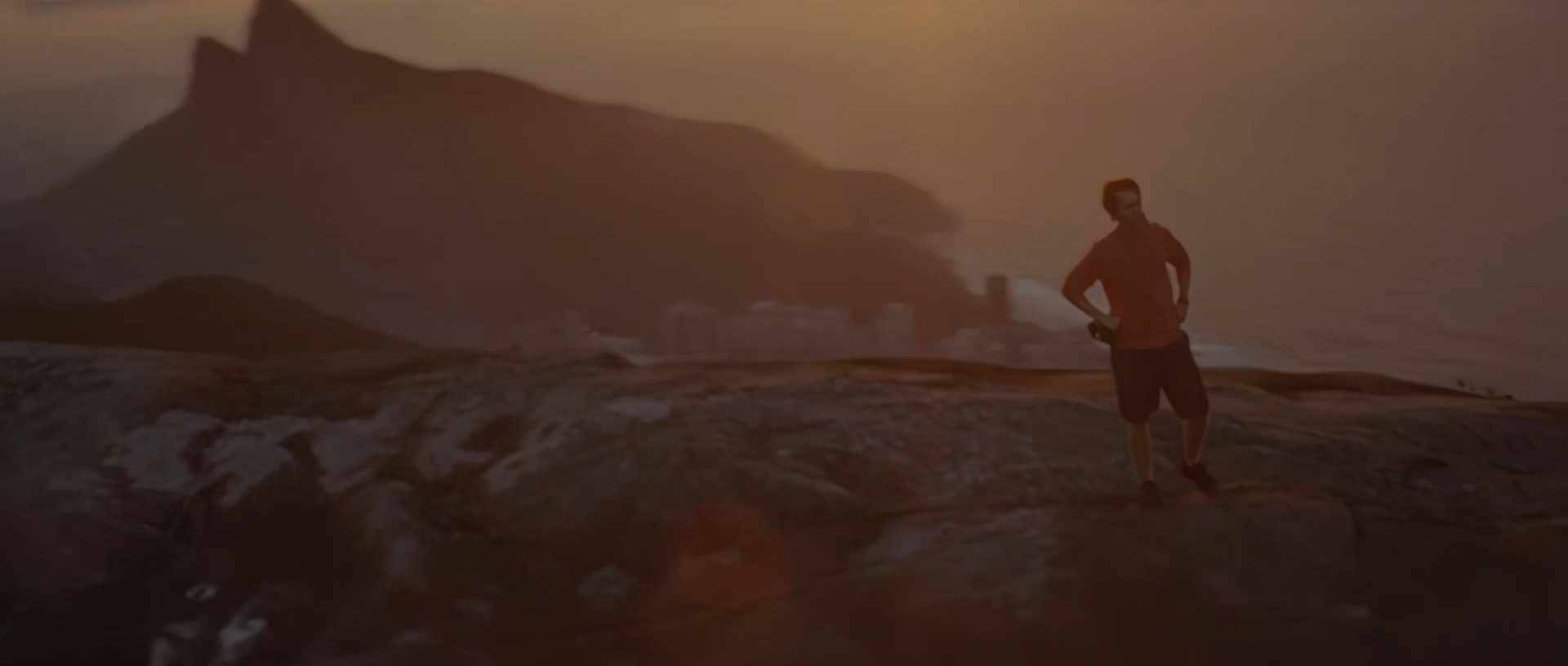 Banner pauses during his morning run above Rio de Janeiro