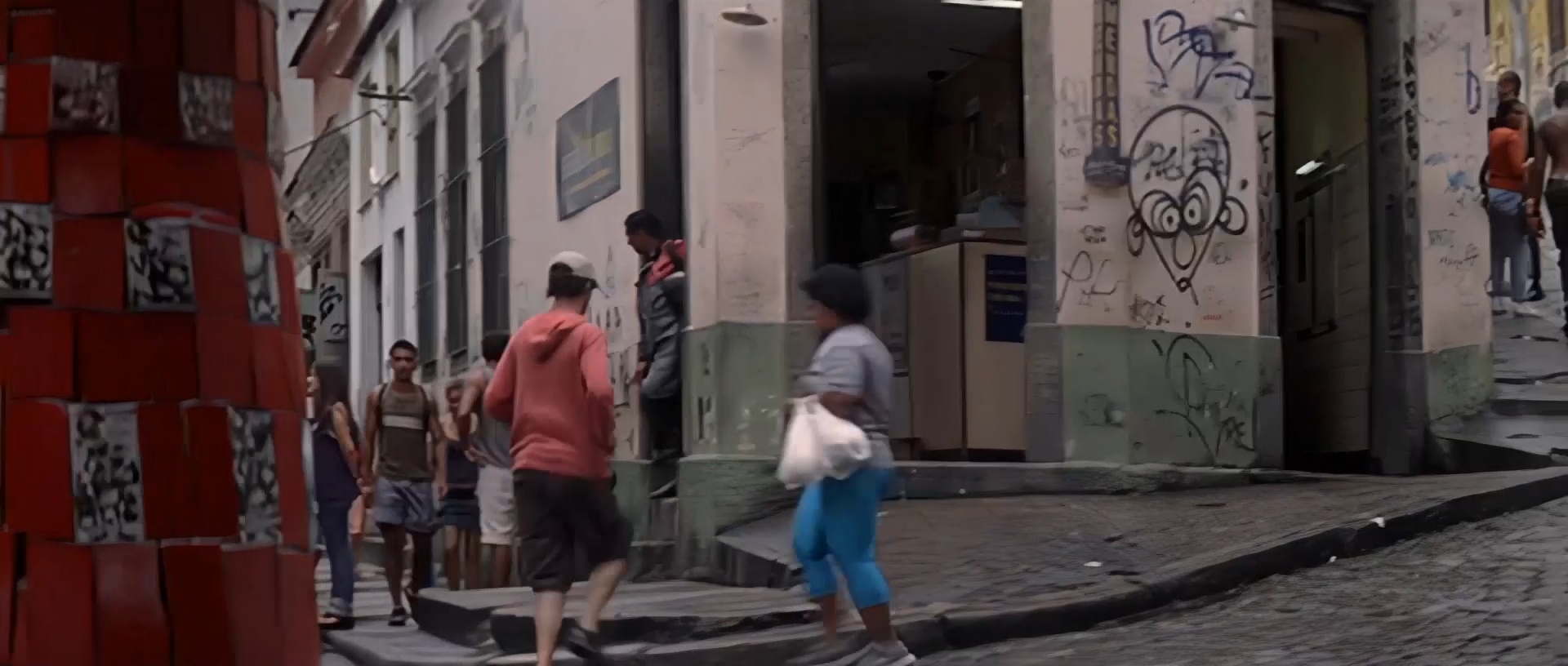 Bruce Banner approaches the shop at Rua Joaquim Silva, 141