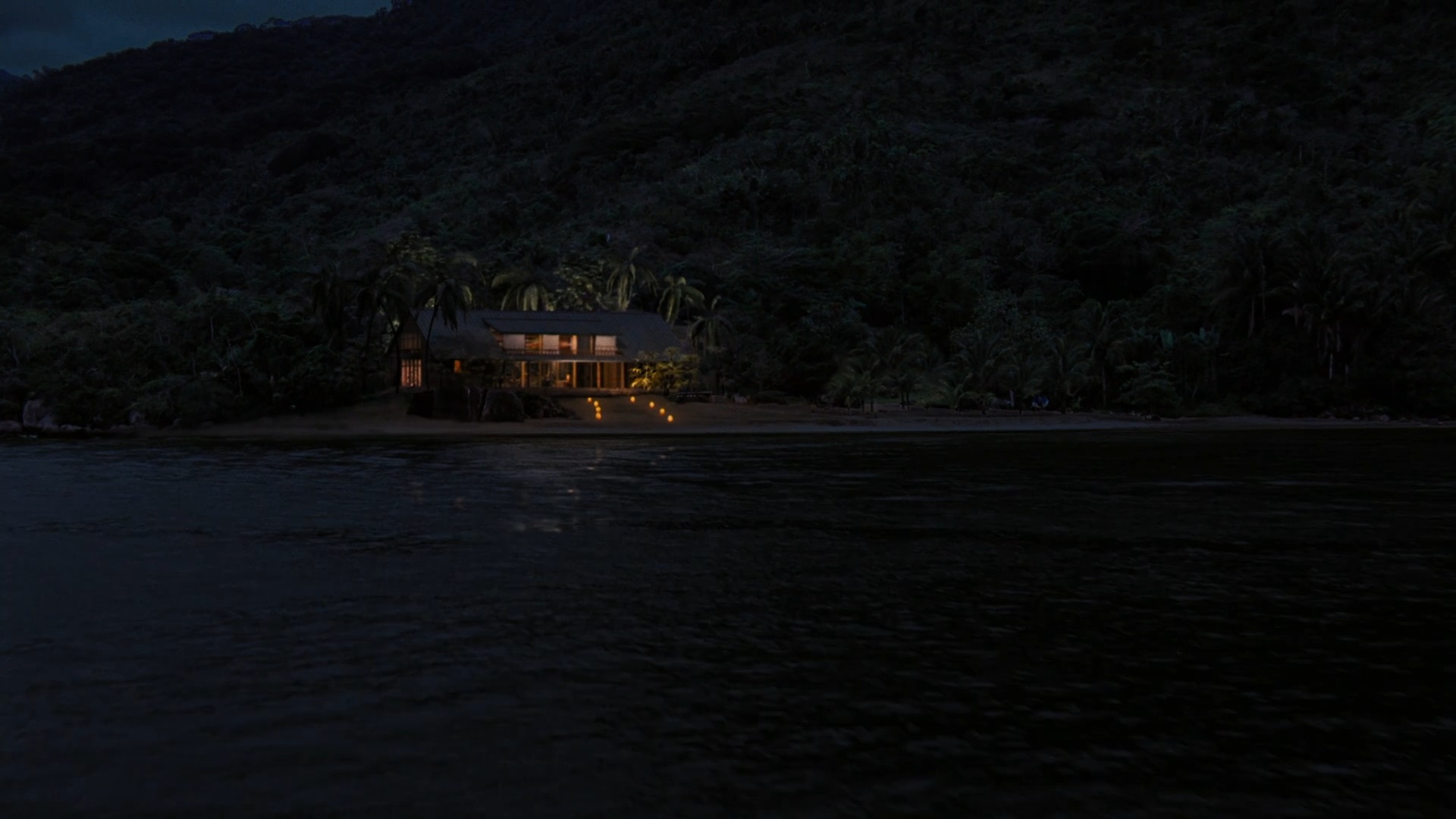 Casa em Paraty as the Isle Esme honeymoon house at night