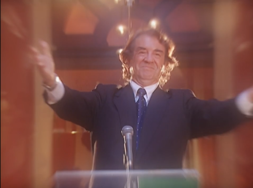 Albieri at the lectern in his imagined triumph