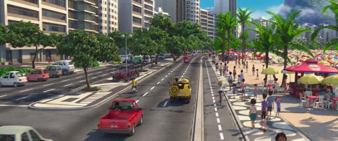 Traffic along Avenida Atlântica beside Copacabana Beach